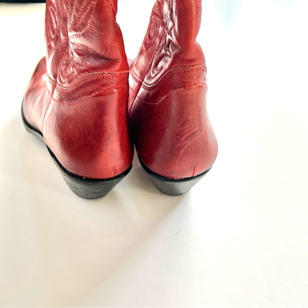 Gianni Red Genuine Leather Cowboy Boots Calf Height - Picture 4 of 7